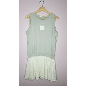 Clu Too Gray Cotton Top White Ruffle Bottom Dress